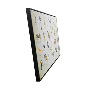 Jungle Animals Alphabet Black Floater Frame Wall Art