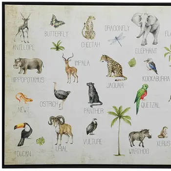 Jungle Animals Alphabet Black Floater Frame Wall Art