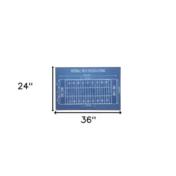 Blue Football Field White Floater Frame Print Wall Art
