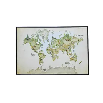 Animal World Map Black Floater Frame Print Wall Art