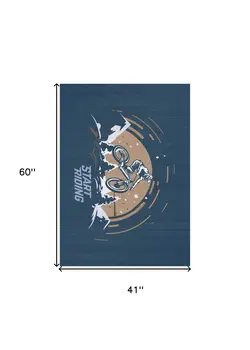 4' X 5' Blue Indoor Outdoor Area Rug