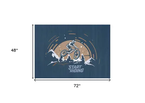 4' X 6' Blue Indoor Outdoor Area Rug