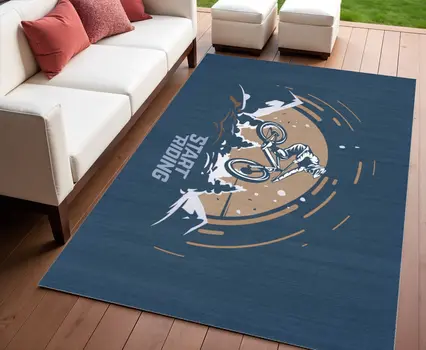 4' X 6' Blue Indoor Outdoor Area Rug