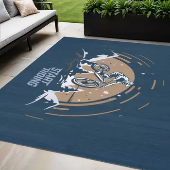 5' X 7' Blue Indoor Outdoor Area Rug