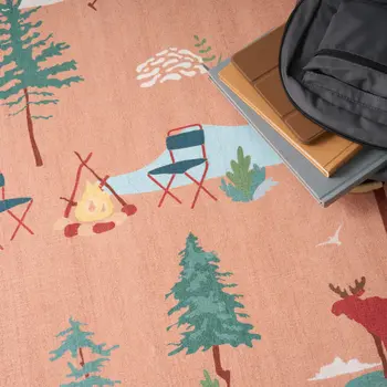 5' X 7' Orange Indoor Outdoor Area Rug