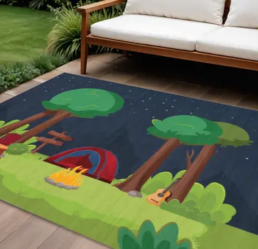 7' X 9' Navy Blue Indoor Outdoor Area Rug