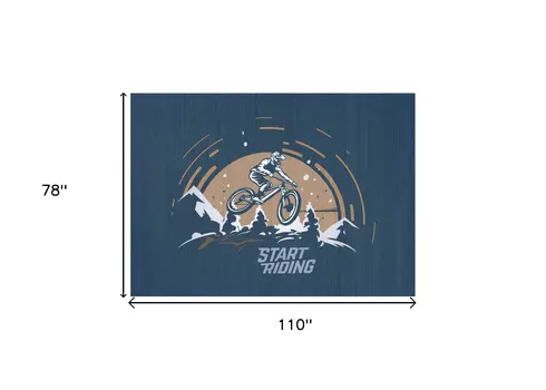 7' X 9' Blue Indoor Outdoor Area Rug
