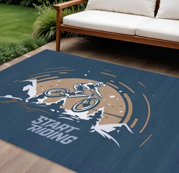 7' X 9' Blue Indoor Outdoor Area Rug