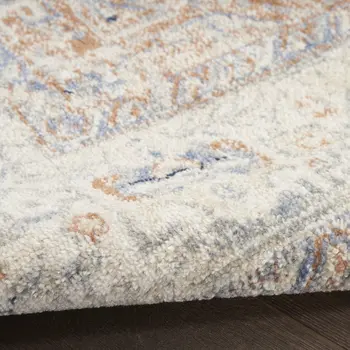 10' X 14' Beige And Blue Floral Indoor Outdoor Area Rug