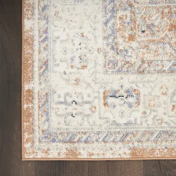 10' X 14' Beige And Blue Floral Indoor Outdoor Area Rug