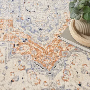 10' X 14' Beige And Blue Floral Indoor Outdoor Area Rug