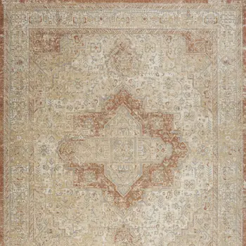 10' X 14' Beige And Rust Floral Indoor Outdoor Area Rug