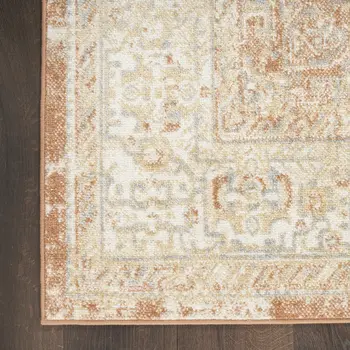 10' X 14' Beige And Rust Floral Indoor Outdoor Area Rug