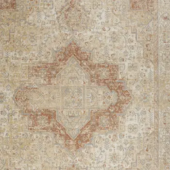10' X 14' Beige And Rust Floral Indoor Outdoor Area Rug