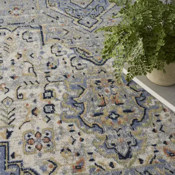 10' X 14' Blue Floral Indoor Outdoor Area Rug