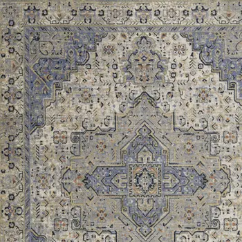 10' X 14' Blue Floral Indoor Outdoor Area Rug