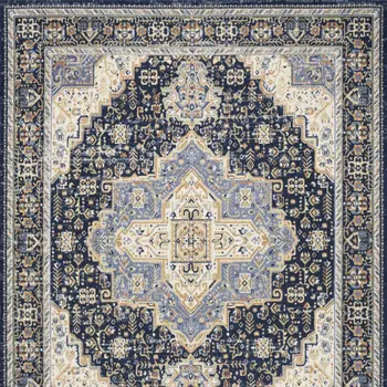 10' X 14' Navy Blue Floral Indoor Outdoor Area Rug