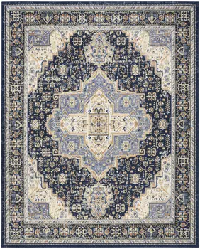 10' X 14' Navy Blue Floral Indoor Outdoor Area Rug