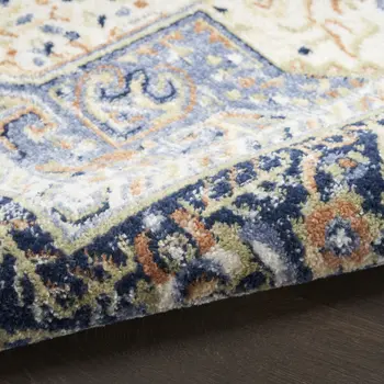 10' X 14' Navy Blue Floral Indoor Outdoor Area Rug