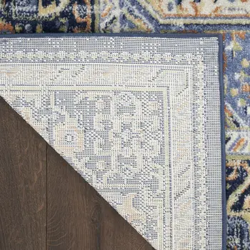 10' X 14' Navy Blue Floral Indoor Outdoor Area Rug