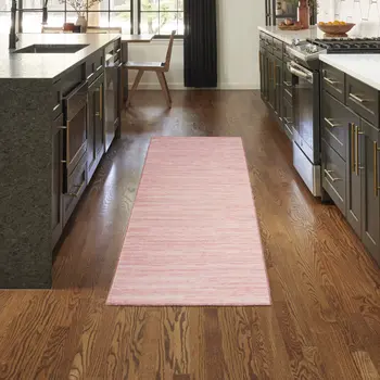 6' Pink Abstract Washable Runner Rug