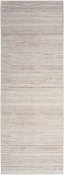 6' Ivory and Light Brown Abstract Washable Runner Rug