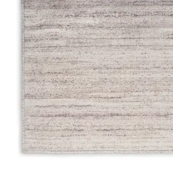 6' Ivory and Light Brown Abstract Washable Runner Rug