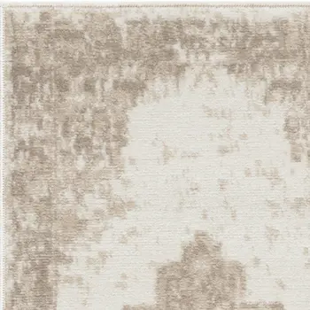 3' X 5' Ivory Floral Power Loom Worn Faded Area Rug