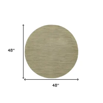 4' Green And Gold Round Abstract Indoor Outdoor Area Rug
