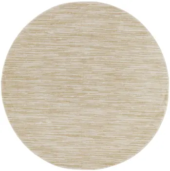 4' Ivory And Gold Round Abstract Indoor Outdoor Area Rug