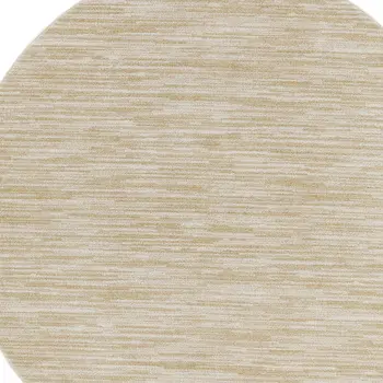 4' Ivory And Gold Round Abstract Indoor Outdoor Area Rug