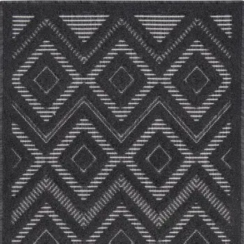 2' X 4' Charcoal And Black Geometric Indoor Outdoor Area Rug