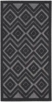 2' X 4' Charcoal And Black Geometric Indoor Outdoor Area Rug