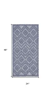 2' X 4' Denim Blue And Ivory Geometric Indoor Outdoor Area Rug