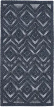 2' X 4' Navy Blue And Ivory Geometric Indoor Outdoor Area Rug