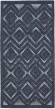 2' X 4' Navy Blue And Ivory Geometric Indoor Outdoor Area Rug