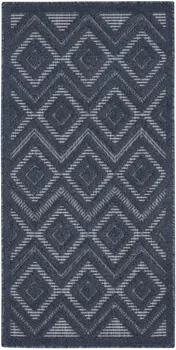 2' X 4' Navy Blue And Ivory Geometric Indoor Outdoor Area Rug