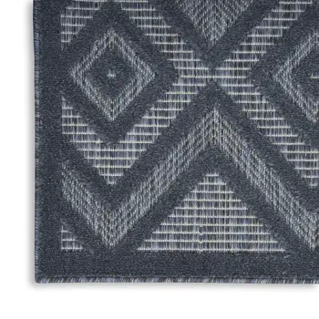 2' X 4' Navy Blue And Ivory Geometric Indoor Outdoor Area Rug