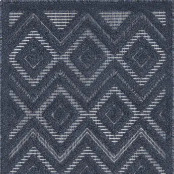 2' X 4' Navy Blue And Ivory Geometric Indoor Outdoor Area Rug