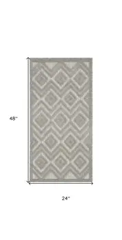 2' X 4' Silver And Gray Geometric Indoor Outdoor Area Rug
