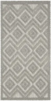 2' X 4' Silver And Gray Geometric Indoor Outdoor Area Rug