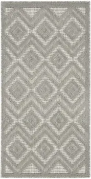 2' X 4' Silver And Gray Geometric Indoor Outdoor Area Rug