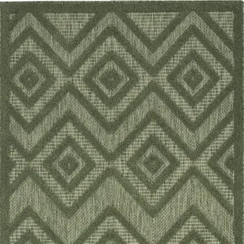 2' X 4' Dark Green And Light Green Geometric Indoor Outdoor Area Rug