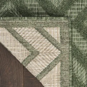 2' X 4' Dark Green And Light Green Geometric Indoor Outdoor Area Rug