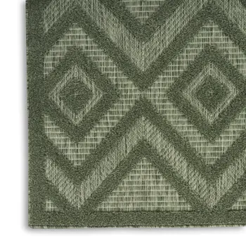 2' X 4' Dark Green And Light Green Geometric Indoor Outdoor Area Rug