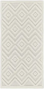 2' X 4' Ivory And White Geometric Indoor Outdoor Area Rug