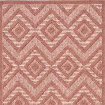 2' X 4' Coral And Orange Geometric Indoor Outdoor Area Rug