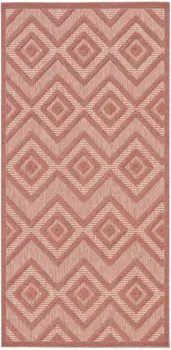 2' X 4' Coral And Orange Geometric Indoor Outdoor Area Rug