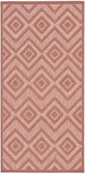 2' X 4' Coral And Orange Geometric Indoor Outdoor Area Rug