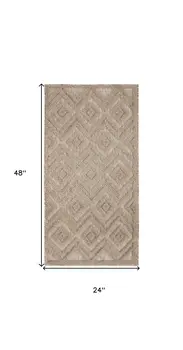 2' X 4' Natural And Beige Geometric Indoor Outdoor Area Rug